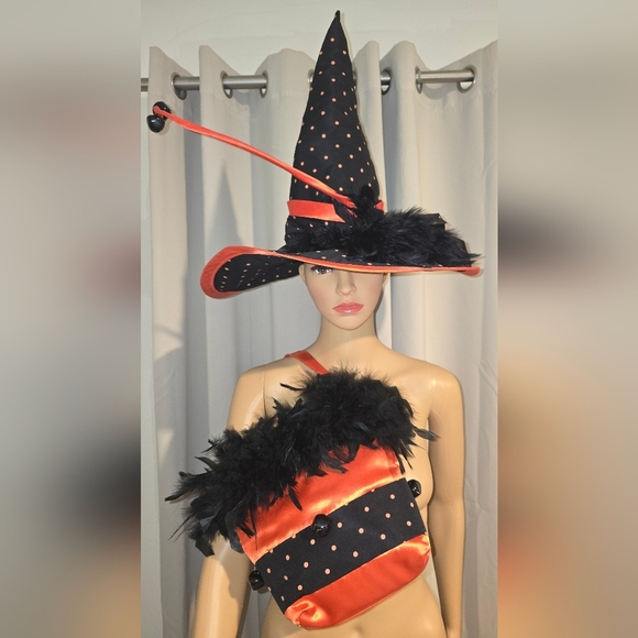 Accessories - Black and Orange Witch Hat and Bag Set